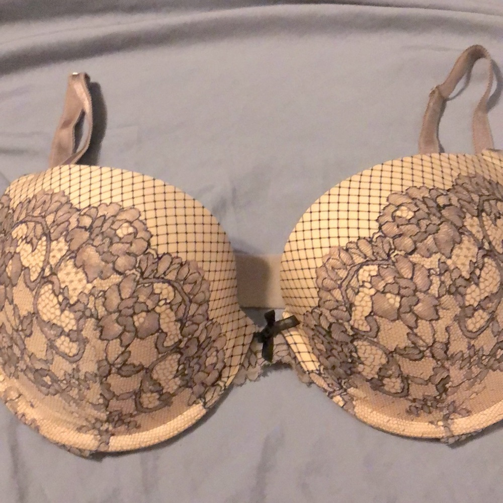 V.S | Dream Angels Push-Up French Nude bra with Black Overlay